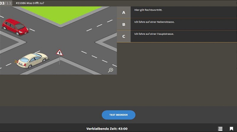 Auto Theorieprüfung-Testlauf