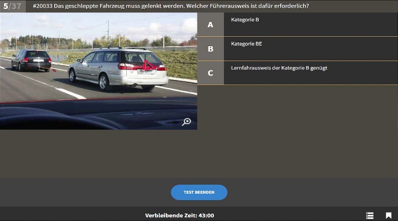 Prüfungsfragen: Auto abschleppen auf der Autobahn