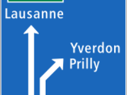 Vorwegweiser mit Fahrstreifenaufteilung auf Hauptstrassen