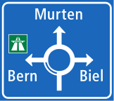 Vorwegweiser bei Kreisverkehrsplatz (Beispiel)