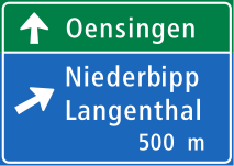 Vorwegweiser bei Anschlüssen