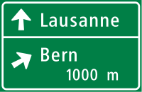 Erster Vorwegweiser bei Verzweigungen